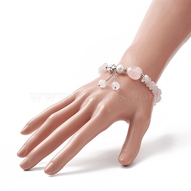 Natural Rose Quartz Charm Bracelets for Women(BJEW-JB09926-02)-3