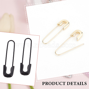 4 Pairs 4 Colors Exquisite Alloy Safety Pin Shape Hoop Earrings for Women(EJEW-AN0001-87)-3