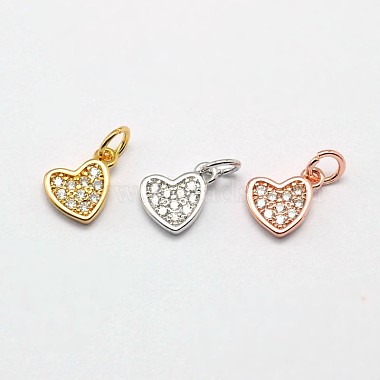 Mixed Color Heart Brass+Cubic Zirconia Charms