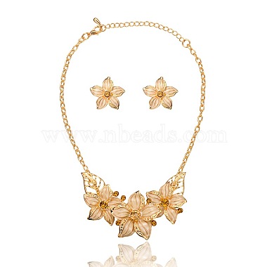 White Alloy Stud Earrings & Necklaces
