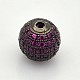 CZ Brass Micro Pave Grade AAA Magenta Color Cubic Zirconia Round Beads(KK-O065-6mm-08B-NR)-1