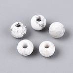 Natural Howlite Beads, Smooth Round, 8~8.5x7~8mm, Hole: 3mm(G-Q602-08A-07)