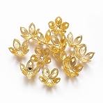 Iron Beads Caps, Flower, Golden, 16x18x9.5mm, Hole: 1.6mm(X-IFIN-L030-001G)