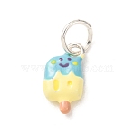 Brass Enamel Pendants, Ice Cream Charms, Platinum, Champagne Yellow, 14x7.5x3.5mm, Hole: 5mm(KK-CBA260B-07P)