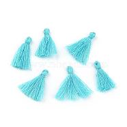 Polycotton(Polyester Cotton) Tassel Pendant Decorations, Light Sky Blue, 18~21x5~6mm(FIND-S228-10)