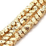 Electroplated Natural Lava Rock Beads Strands, Trapezoid, Light Gold Plated, 4x4.5x4mm, Hole: 1mm, about 94pcs/strand, 15.35~15.55 inch(39~39.5cm)(G-G984-11KCG)