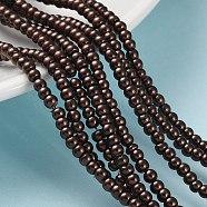 Glass Pearl Beads Strands, Pearlized, Round, Saddle Brown, 3~4mm, Hole: 1mm, about 190~200200pcs/strand, 25.59 inch(65cm)(HY-3D-B40)