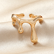 Elegant Geometric Cutout Alloy Cuff Rings with Liquid Rotation Effect, Golden(YM2798-1)