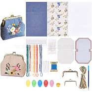 DIY Purse Making Kits, Including Bags Purse Wallet Embroidery Starter Kit, Iron Sewing Thimbles & Pins, Plastic Needle Threader, Mixed Color, 15x23x2.3cm(DIY-CA0003-86)