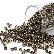 TOHO Round Seed Beads, Japanese Seed Beads, (1705) Gilded Marble Brown, 8/0, 3mm, Hole: 1mm, about 222pcs/bottle, 10g/bottle(SEED-JPTR08-1705)