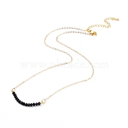 Pendant Necklaces, with Faceted Rondelle Glass Beads, Real 18K Gold Plated Brass Cable Chains and Lobster Claw Clasps, Black, 17.32 inch(44cm)(NJEW-JN02602-04)