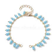 Handmade Glass Beaded Chain Link Bracelet Making, with Lobster Claw Clasp, Fit for Connector Charms, Light Sky Blue, 6-3/8 inch(16.2cm)(AJEW-JB01150-21)