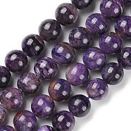 Grade A Natural Charoite Round Bead Strands, 10mm, Hole: 1mm, about 42pcs/strand, 15.5 inch(G-L417-06-10mm-01)