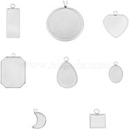 304 Stainless Steel Pendant Cabochon Settings, Plain Edge Bezel Cups, Mixed Shapes, Stainless Steel Color, 48pcs/set(STAS-UN0004-50P)