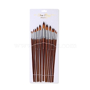 Round & Pointed Brushes Watercolor Pen, 13Pcs Nylon Brush Set, Wooden Paint Brushes Pens Sets, with Steel Finding, for Watercolor Oil Painting, Sienna, 28.3~33.2cm(PW-WG59038-01)