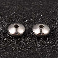 Flat Round 304 Stainless Steel Spacer Beads, Stainless Steel Color, 8x4mm, Hole: 2mm(X-STAS-M252-02)