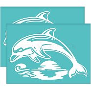 Self-Adhesive Silk Screen Printing Stencil, for Painting on Wood, DIY Decoration T-Shirt Fabric, Turquoise, Dolphin Pattern, 195x140mm(DIY-WH0337-058)