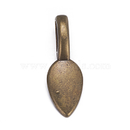 Tibetan Style Alloy Glue-on Flat Pad Bails, Leaf, Cadmium Free & Nickel Free & Lead Free, Antique Bronze, 21x8x6mm, Hole: 4mm(MAB3348Y-NF)