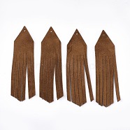 Eco-Friendly Sheepskin Leather Tassel Big Pendants, Saddle Brown, 70x18x1mm, Hole: 1.2mm(FIND-S301-13B-04)