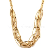 304 Stainless Steel Multi Layerd Oval Bib Necklaces for Women, Golden, 16.89 inch(42.9cm)(NJEW-A032-09G-02)