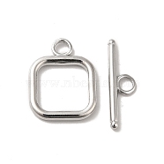 304 Stainless Steel Toggle Clasps, Square, Stainless Steel Color, Square: 18x13.5x2mm, Hole: 3mm, Bar: 19.5x6x2mm, Hole: 3mm(STAS-H212-27P)