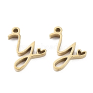 304 Stainless Steel Charms, Laser Cut, Real 14K Gold Plated, Letter Y, 12x10x1.5mm, Hole: 1mm(X-STAS-M327-02G-Y)