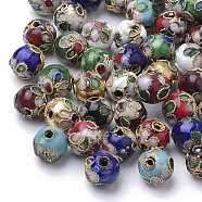 Handmade Cloisonne Beads, Round, Mixed Color, Round 8mm(+-0.5~1mm), hole: about 2mm(X-CLB8mm-M)