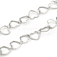 201 Stainless Steel Heart Link Chains, Soldered, with Spool, Stainless Steel Color, 9x10x0.5mm, about 32.8 Feet(10m)/roll(CHS-F015-04P)