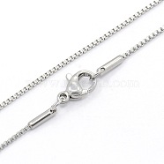 Women's 304 Stainless Steel Box Chain Necklaces, with Lobster Claw Clasps, Stainless Steel Color, 17.7 inch(45cm)(STAS-O037-84P)