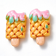 Resin Cabochons, Ice Lolly with Pineapple, Imitation Food, Gold, 27x14x7mm(X-CRES-N024-06)