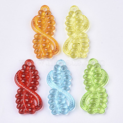 Transparent Acrylic Pendants, Dyed, Leaf, Mixed Color, 41.5x19x5mm, Hole: 3mm, about 200pcs/500g(TACR-T015-123)