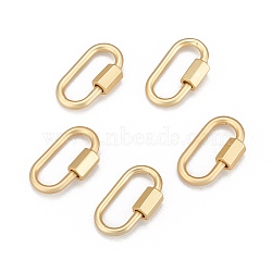 Brass Screw Carabiner Lock Charms, for Necklaces Making, Long-Lasting Plated, Oval, Matte, Real 18K Gold Plated, 20x10x1.9mm(X-ZIRC-G160-11G)