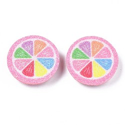 Glitter Non Woven Fabric Snap Button, with Iron Snap Caps, Garment Buttons, Flat Round, Pearl Pink, 33x8mm(BUTT-N019-003)