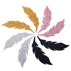 Glitter Hotfix Rhinestone, Hot Melt Adhesive on the Back, Costume Accessories, Leaf, Mixed Color, 190x65x2.5mm, 8pcs/set(DIY-TA0003-27)