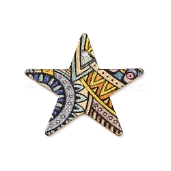 Geometric Alloy Sheet Printed Pendant Earrings Accessories, Star, 19.5x20.5x0.5mm, Hole: 1.2mm(PALLOY-E139-01G-03)