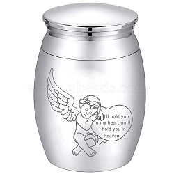 CREATCABIN Alloy Cremation Urn Kit, with Disposable Flatware Spoons, Silver Polishing Cloth, Velvet Packing Pouches, Angel Pattern, 40.5x30mm, 1pc(AJEW-CN0001-10G)