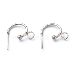 Non-Tarnish 304 Stainless Steel Half Hoop Earrings, Stainless Steel Color, 15.5x12.5x2.4mm, Pin: 0.7mm(STAS-Z028-B02-P)