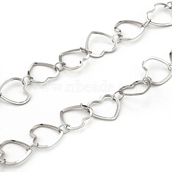 201 Stainless Steel Heart Link Chains, Soldered, with Spool, Stainless Steel Color, 9x10x0.5mm, about 32.8 Feet(10m)/roll(CHS-F015-04P)
