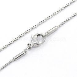 Women's 304 Stainless Steel Box Chain Necklaces, with Lobster Claw Clasps, Stainless Steel Color, 17.7 inch(45cm)(STAS-O037-84P)