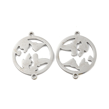 304 Stainless Steel Connector Charms, Flat Round, Stainless Steel Color, 19x15.5x1mm, Hole: 1mm