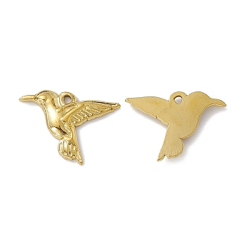 Vacuum Plating 304 Stainless Steel Pendants, Bird Charms, Golden, 18x26x3mm, Hole: 1.6mm