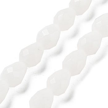 Natural White Jade Beads Strands, Faceted Teardrop, 10x7mm, Hole: 1.2mm, about 20pcs/strand, 7.87''(20cm)