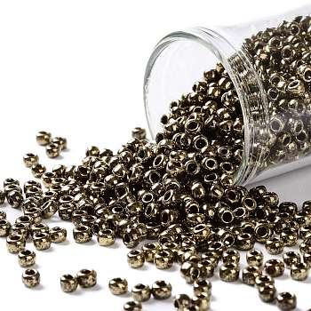 TOHO Round Seed Beads, Japanese Seed Beads, (1705) Gilded Marble Brown, 8/0, 3mm, Hole: 1mm, about 222pcs/bottle, 10g/bottle