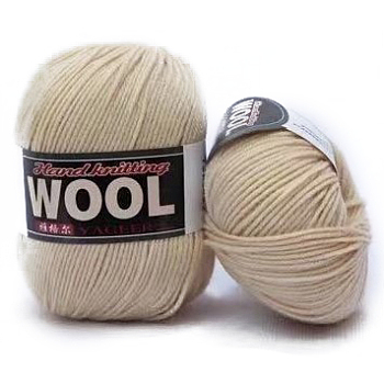 Polyester & Wool Yarn for Sweater Hat, 4-Strands Wool Threads for Knitting Crochet Supplies, Wheat, about 100g/roll