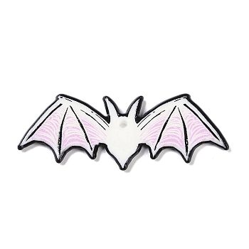 Halloween Acrylic Pendants, Bat, 20.5x53x2.5mm, Hole: 2mm