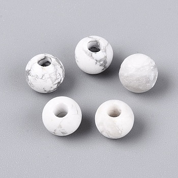 Natural Howlite Beads, Smooth Round, 8~8.5x7~8mm, Hole: 3mm