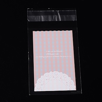 Rectangle OPP Cellophane Bags, Pink, 13x7cm, Unilateral Thickness: 0.035mm, Inner Measure: 9.9x7cm, about 95~100pcs/bag