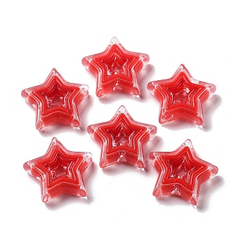 Acrylic Beads, Bead in Bead, Star, Red, 22x23x6mm, Hole: 2mm, about 347pcs/500g