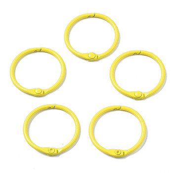 Spray Painted Iron Split Key Rings, Ring, Yellow, 30x4mm