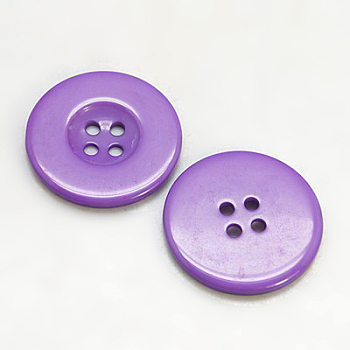 Resin Buttons, Dyed, Flat Round, Dark Orchid, 16x3mm